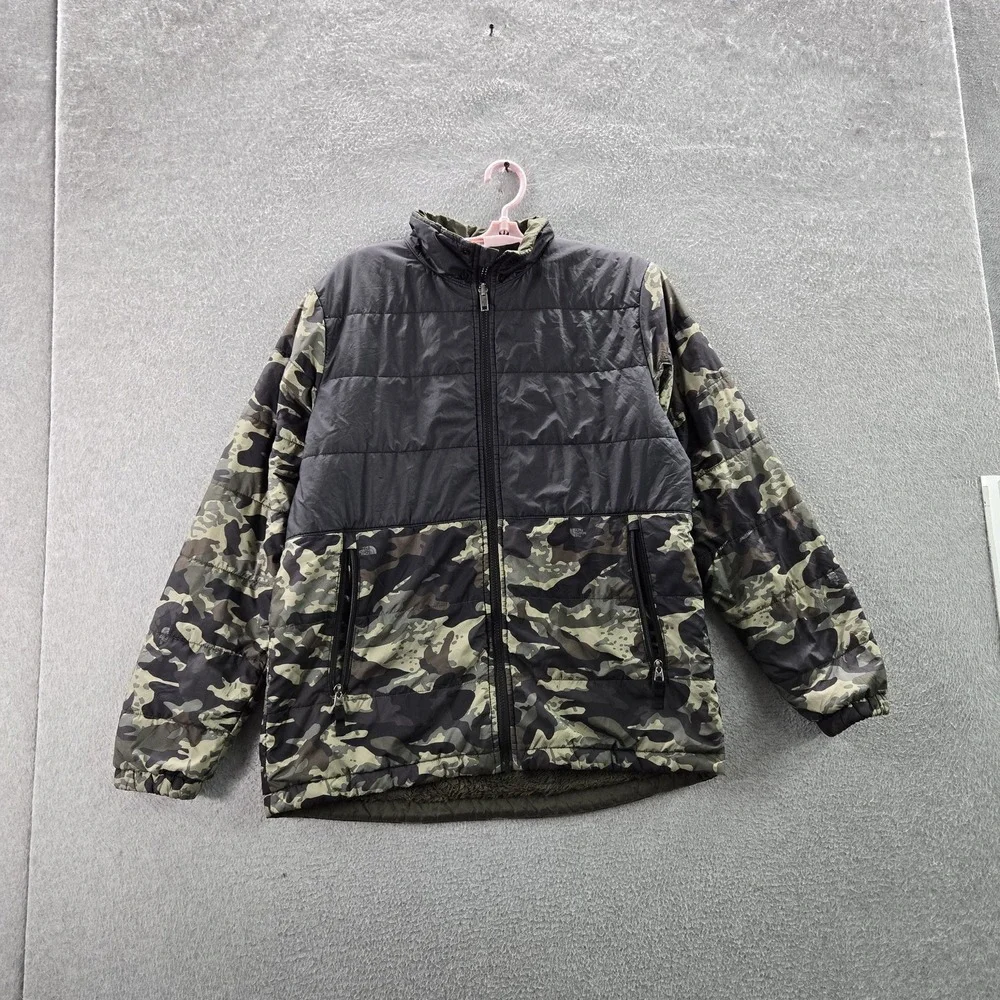 The North Face Boys Jacket XXL (18/20) Green Embroidered Camouflage READ